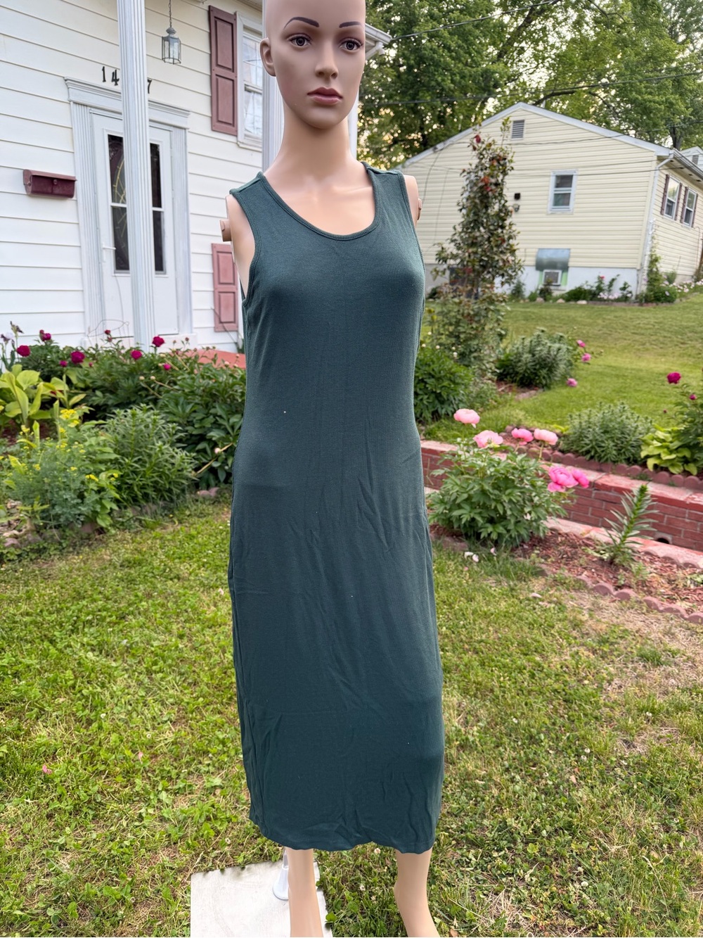 Marine layer Sleeveless Dark Green Midi Dress - Casual Tank Style
